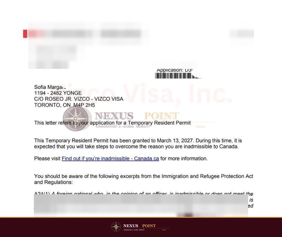 Privacy-safe preview of Canadian immigration decision letter